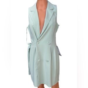 NWT Macy's Light Mint Green Sleeveless Double-Breasted above the knee Dress